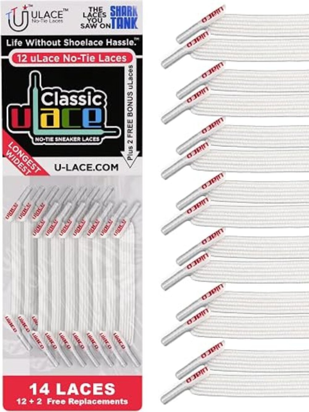 uLace Classic No-Tie Shoelaces - White